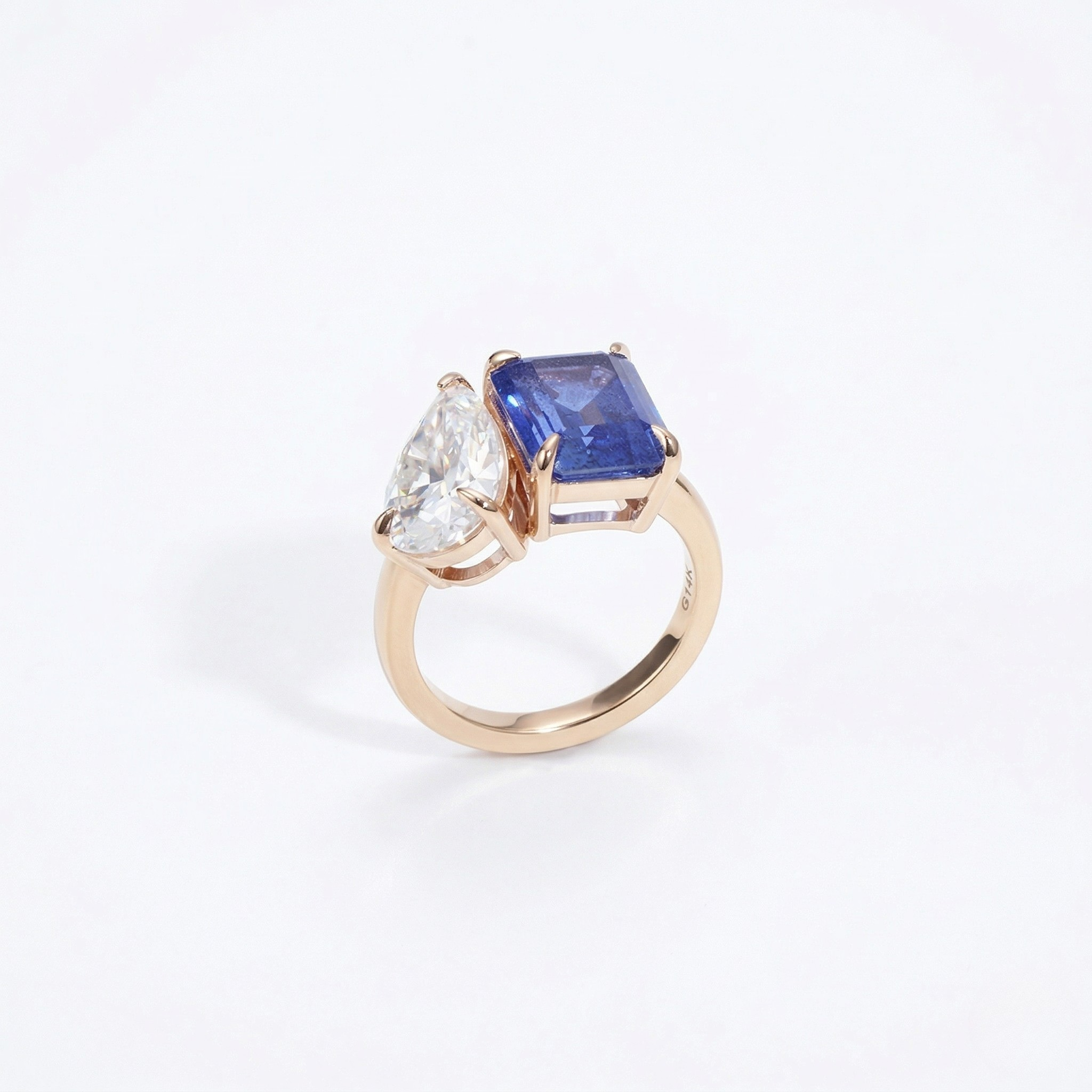 Gold ring — 14K Rose Gold Lab Sapphire Ring by J.Collins