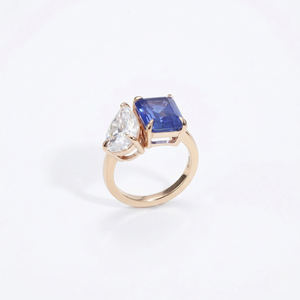 Gold ring — 14K Rose Gold Lab Sapphire Ring by J.Collins