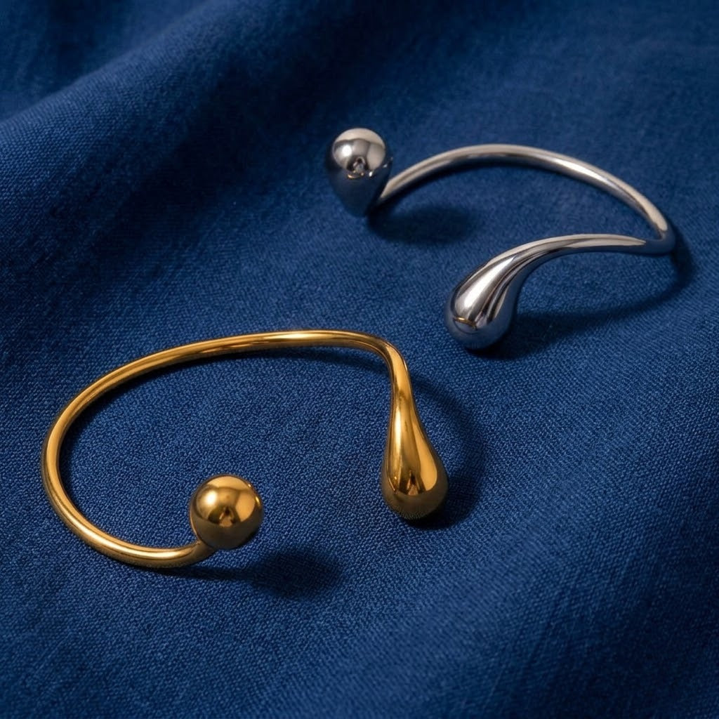 Sleek Dewdrop Open Bangle
