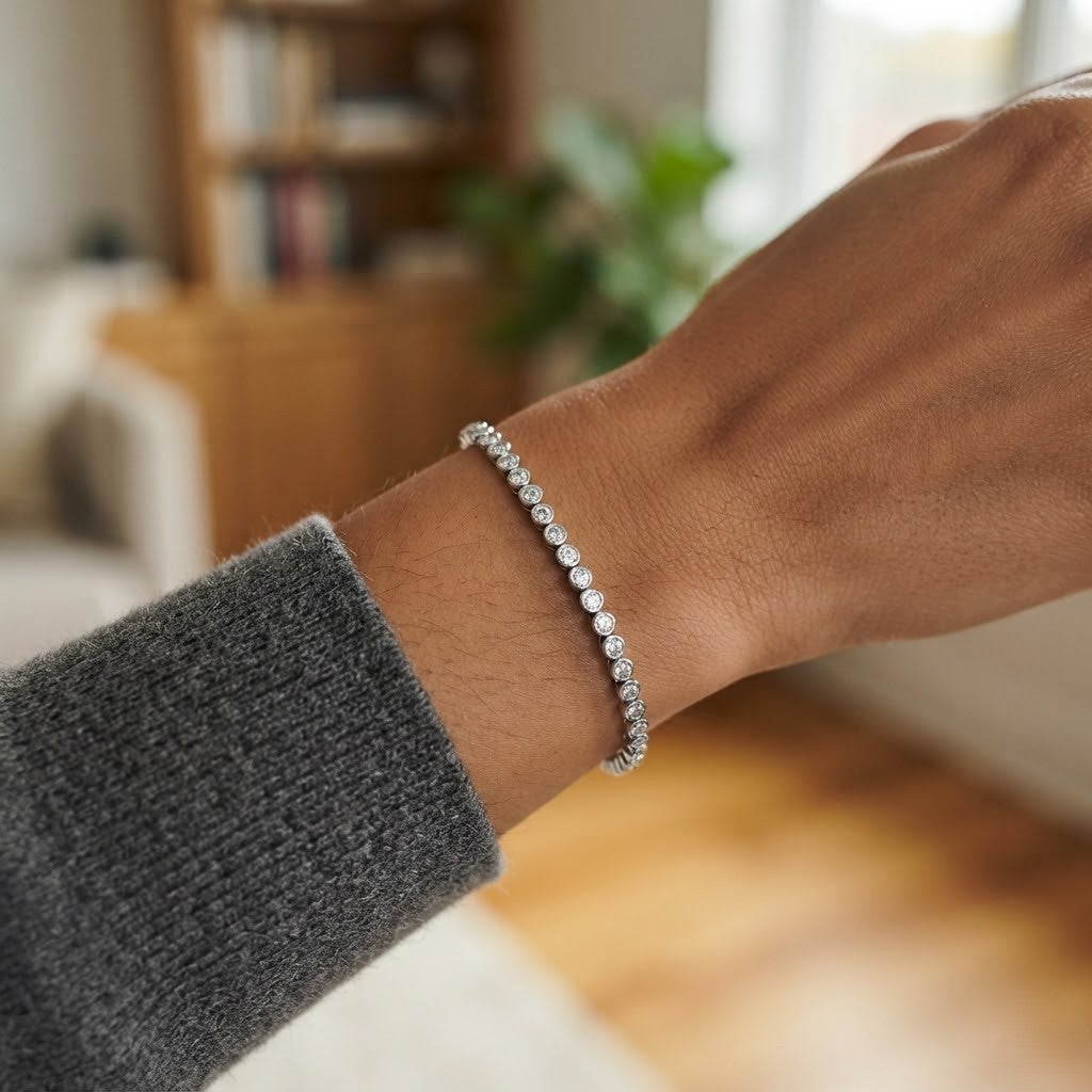 2.5mm Moissanite Bubble Tennis Bracelet