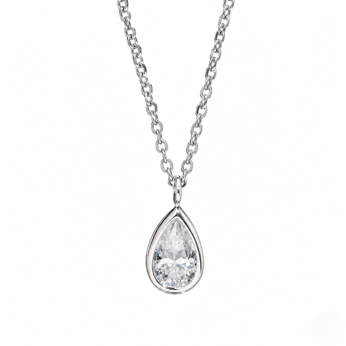 925 Sterling Silver Pear Cut Pendant
