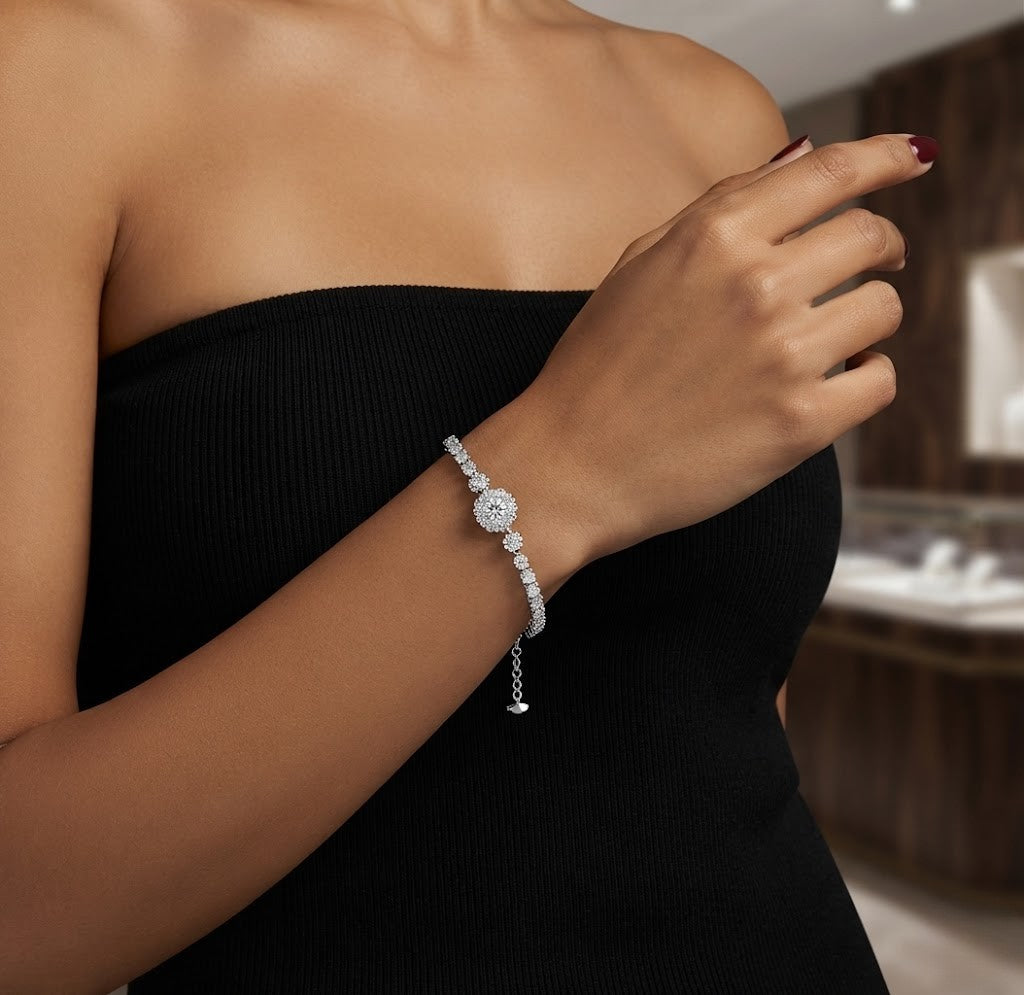 S925 Precision Set Prong Setting Tennis Bracelet