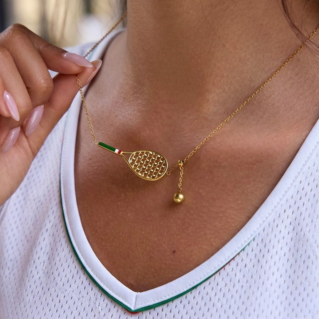 Tennis Racket Pendant Necklace