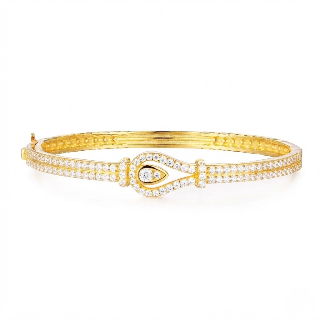 925 Sterling Silver Horseshoe Paved Bangle