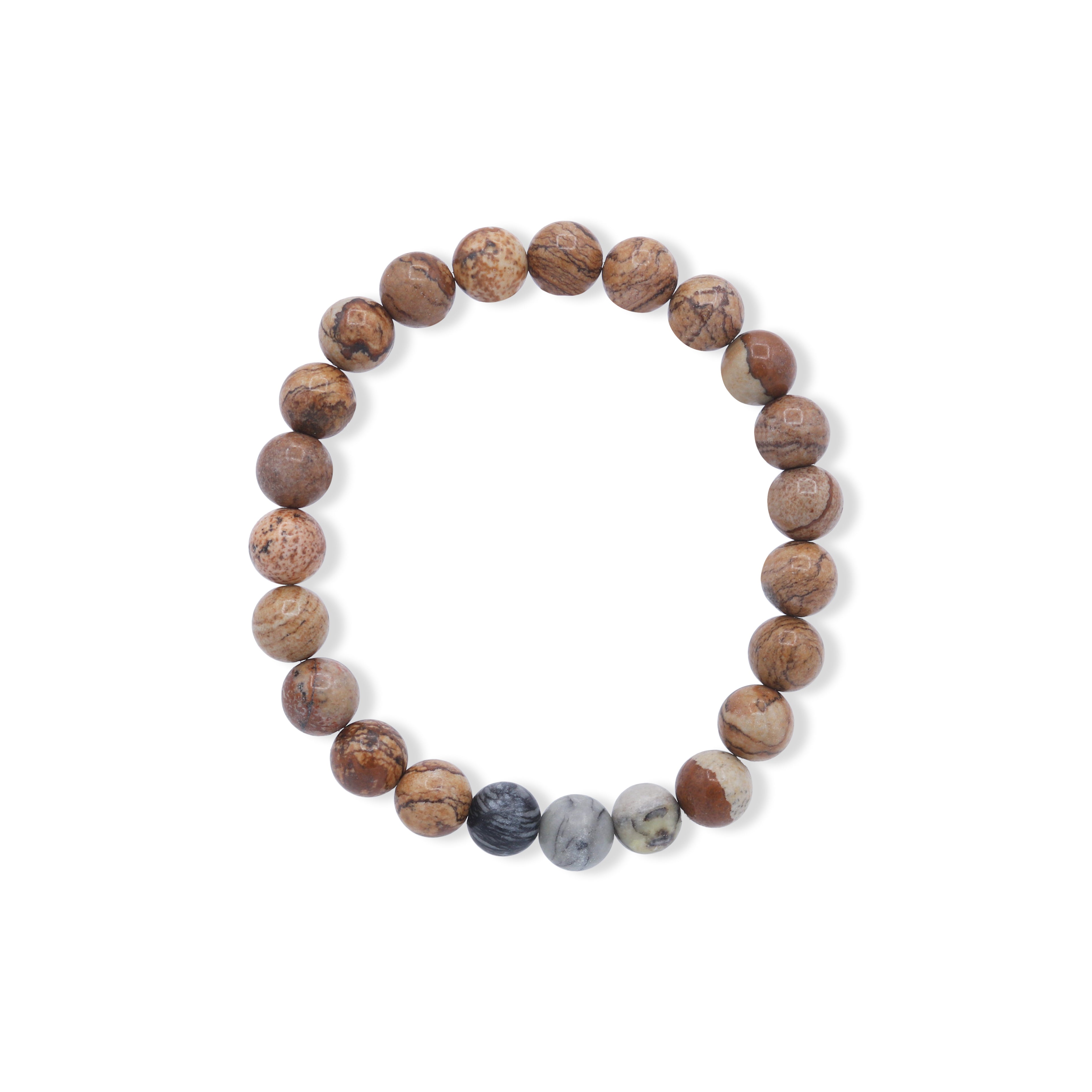 Beaded bracelet with natural stone beads on a white background-J.Collins Jewelry
