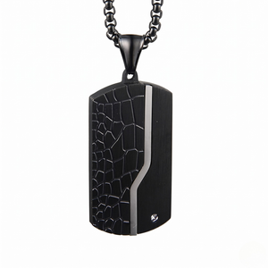 Black textured pendant necklace on a white background - Apex Tag (Black) - J. Collins Jewelry 