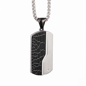 Silver pendant with black textured design on a white background - Apex Tag (Black) - J. Collins Jewelry 