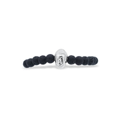 Black beaded bracelet with a silver clasp on a white background-J.Collins Jewelry