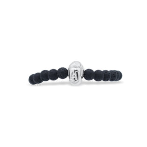 Black beaded bracelet with a silver clasp on a white background-J.Collins Jewelry