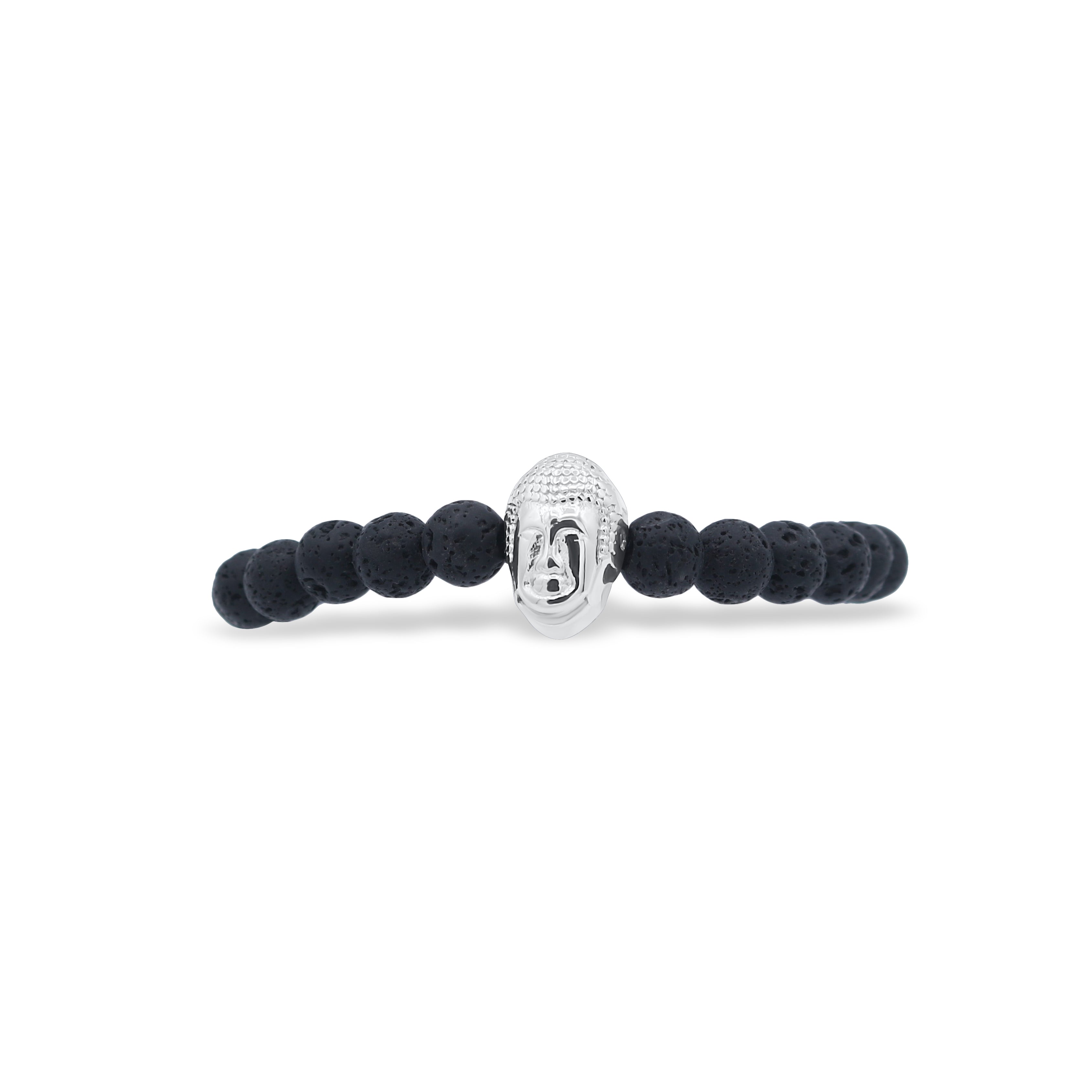 Black beaded bracelet with a silver clasp on a white background-J.Collins Jewelry