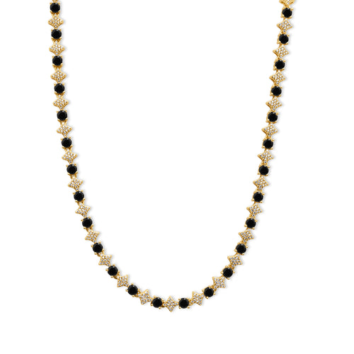 Necklace with black and gold beads on a white background-Black-stone-chain-JCollins