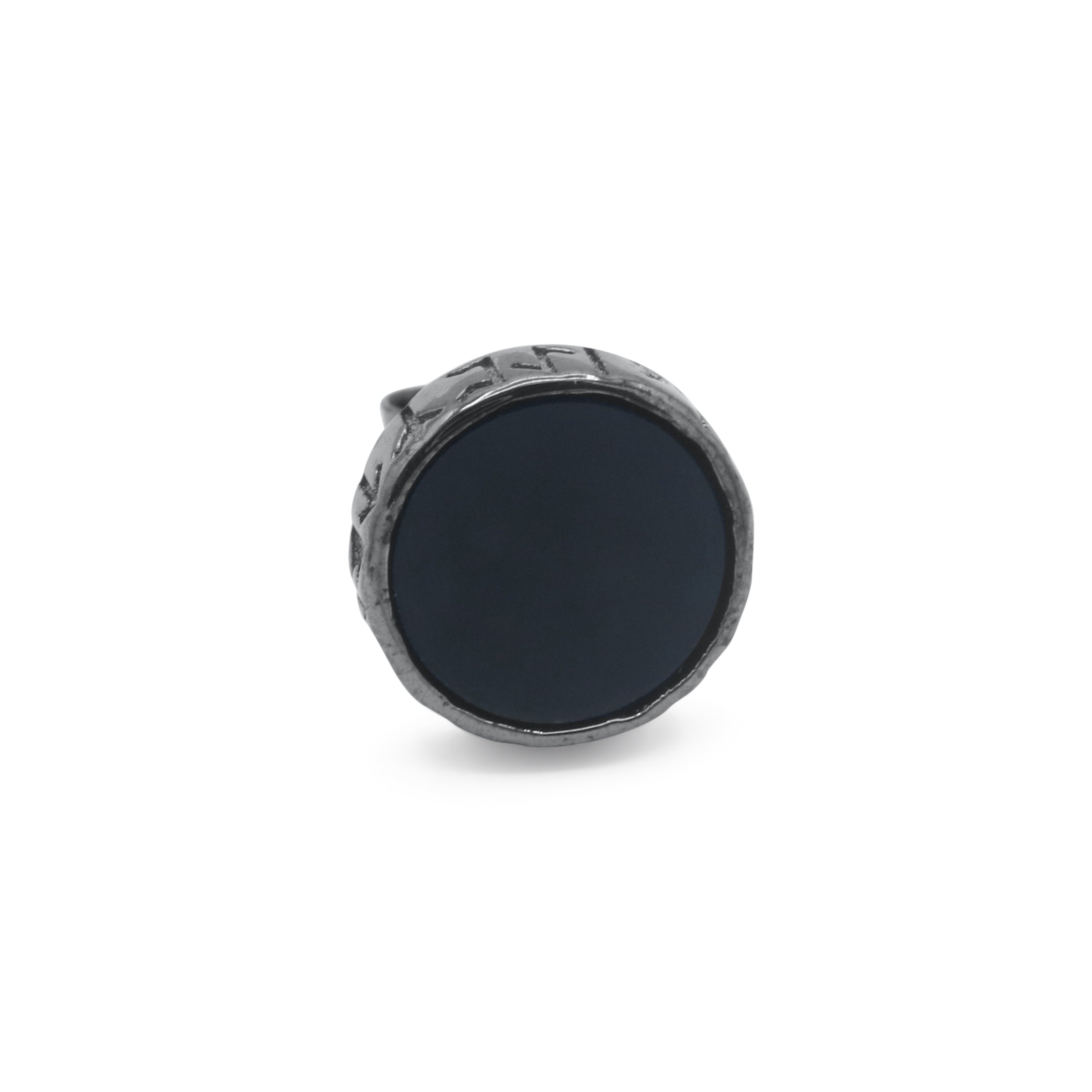 Black metal bracket with dimensions labeled on a white background-J.Collins Jewelry