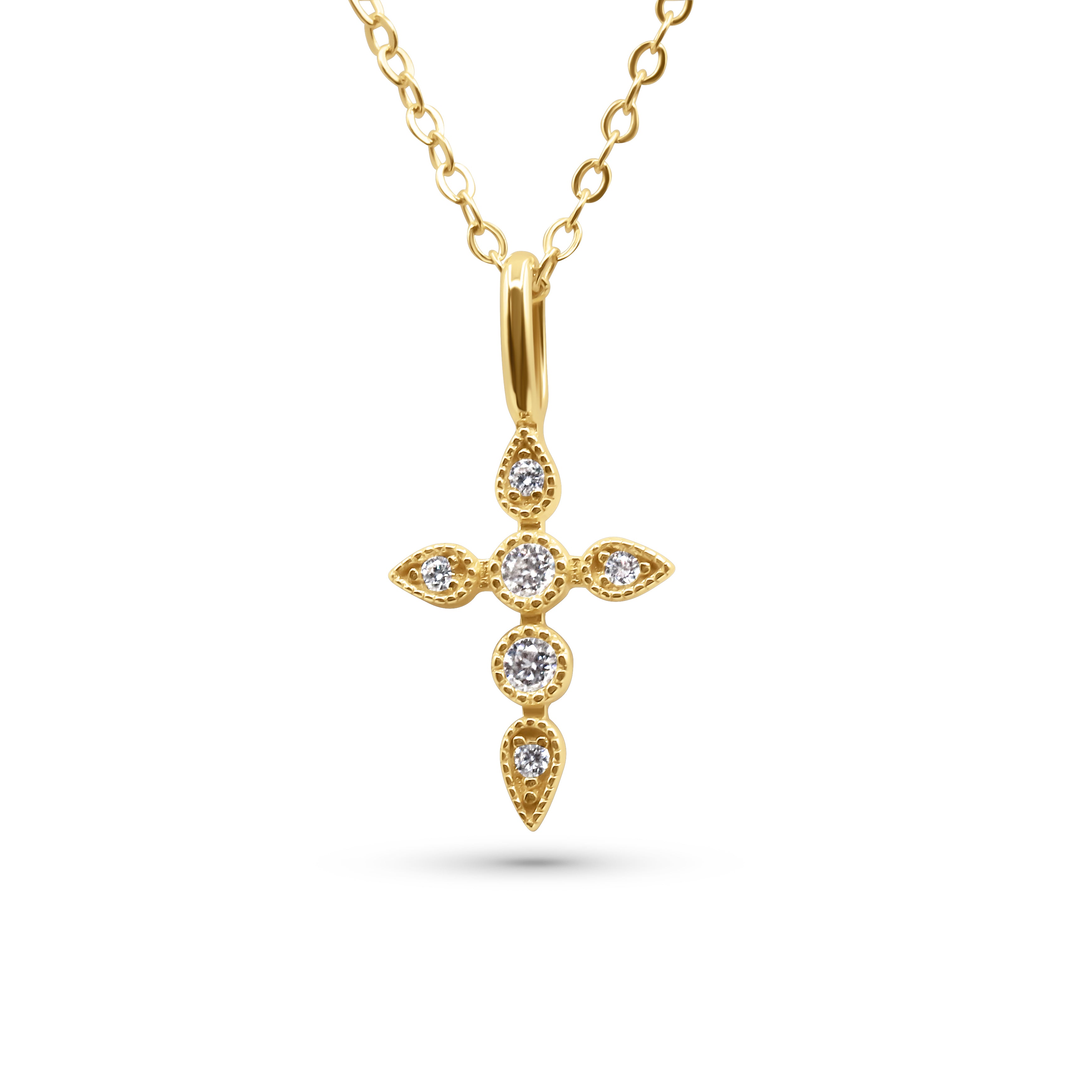 Celestial gold pendant necklace with diamonds on a white background- J.Collins Jewelry