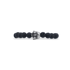 Black beaded bracelet with a silver clasp on a white background-J.Collins Jewelry
