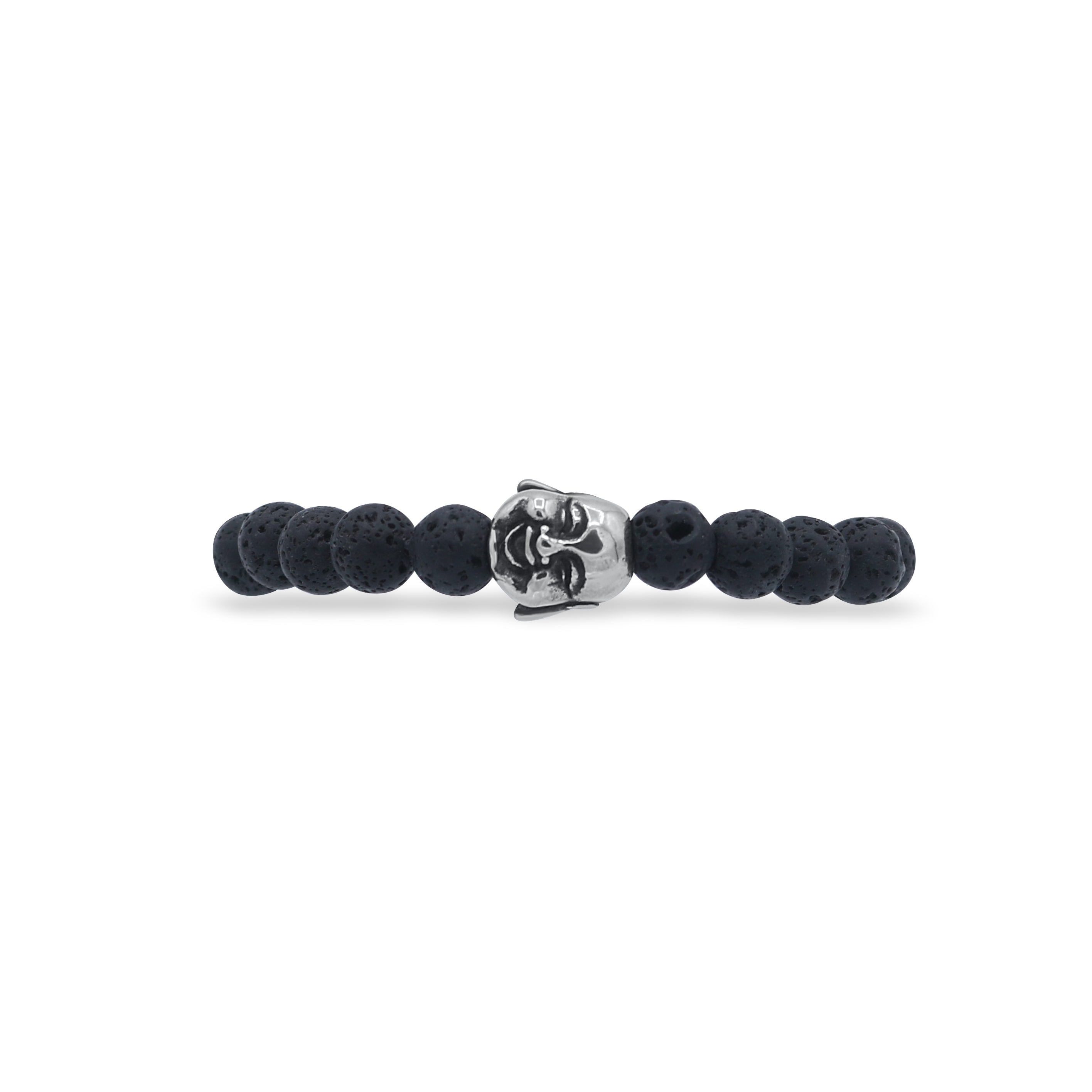 Black beaded bracelet with a silver clasp on a white background-J.Collins Jewelry