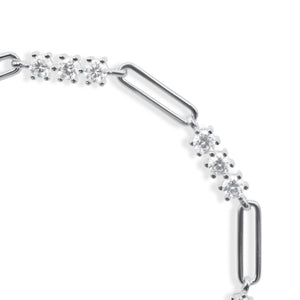 Crystal Bar Paperclip Bracelet with diamond-like stones on a white background