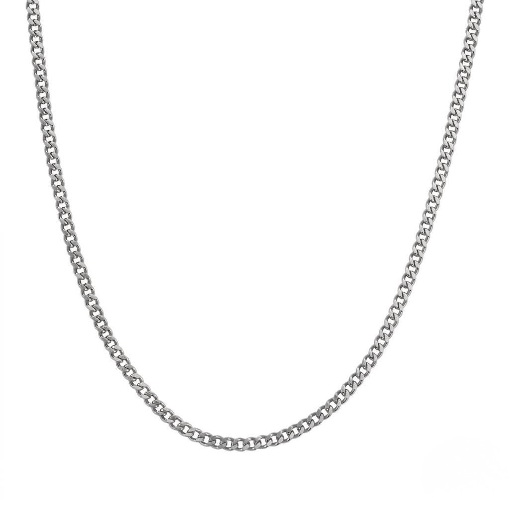 A silver-toned metal curb chain necklace shown against a plain white background - J.Collins Jewelry