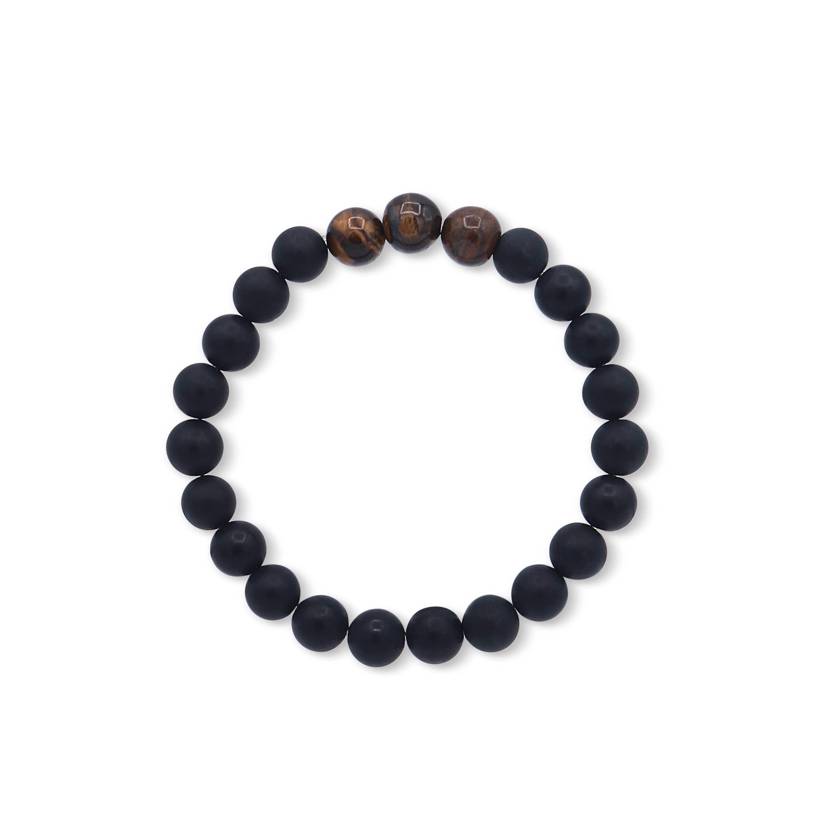 Black beaded bracelet with brown accents on a white background-J.Collins Jewelry