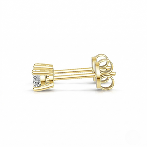 Gold stud earrings with a diamond on a white background - Diamond Earrings Basket 0.144ct - J. Collins Jewelry 
