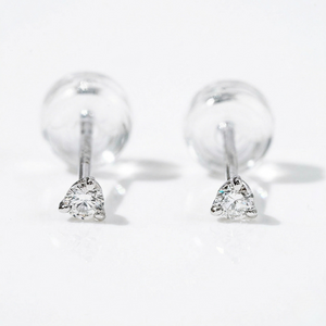 Pair of silver earrings with clear gemstones on a white background - Diamond Earrings Martini 0.05ct - J. Collins Jewelry 