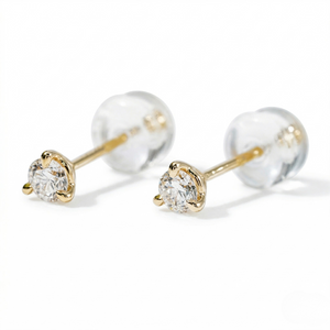 Pair of gold and clear gemstone stud earrings on a white background - Diamond Earrings Martini 0.1ct - J. Collins Jewelry 
