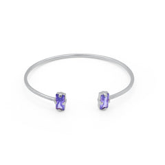 Silver bracelet with purple gemstones on a white background - Duara Cuff Bracelet - JCollins Jewelry  