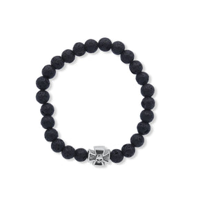 Black beaded bracelet with a silver clasp on a white background-J.Collins Jewelry