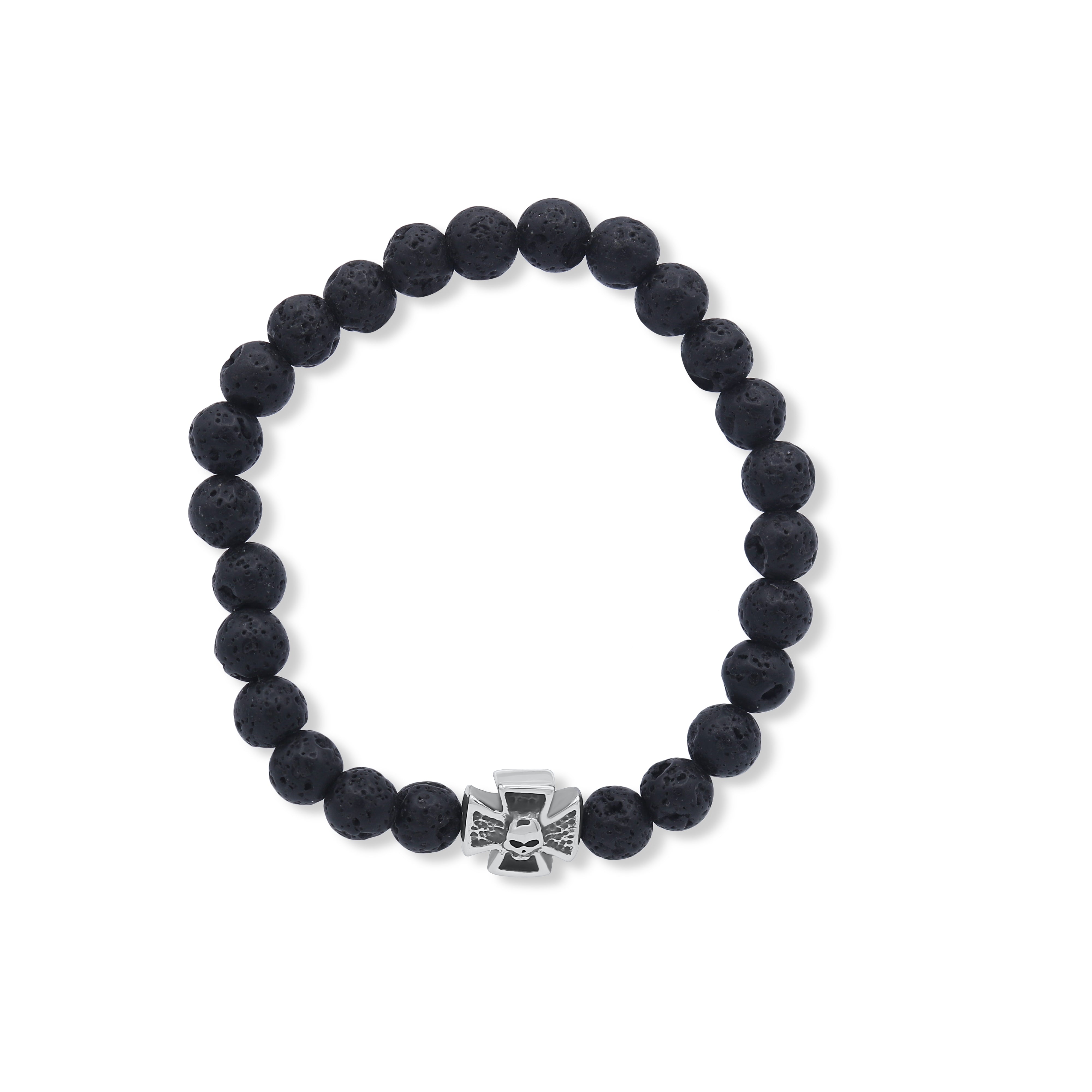 Black beaded bracelet with a silver clasp on a white background-J.Collins Jewelry