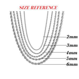 Set of silver rope chains on a white background-Essential-Rope-Chain-JCollins-Jewelry