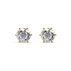 Pair of diamond stud earrings on a white background-Eternal-glow-studs-JCollins Jewelry
