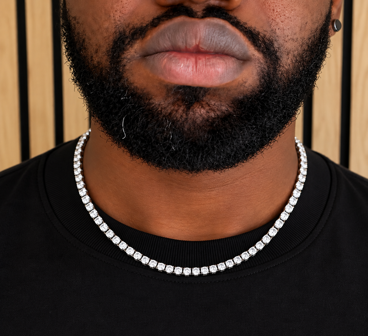 Stainless Steel VVS Moissanite Single Row Tennis Necklace