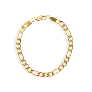 Gold chain bracelet on a white background - Figaro-Bracelet-Gold - J. Collins Jewelry 