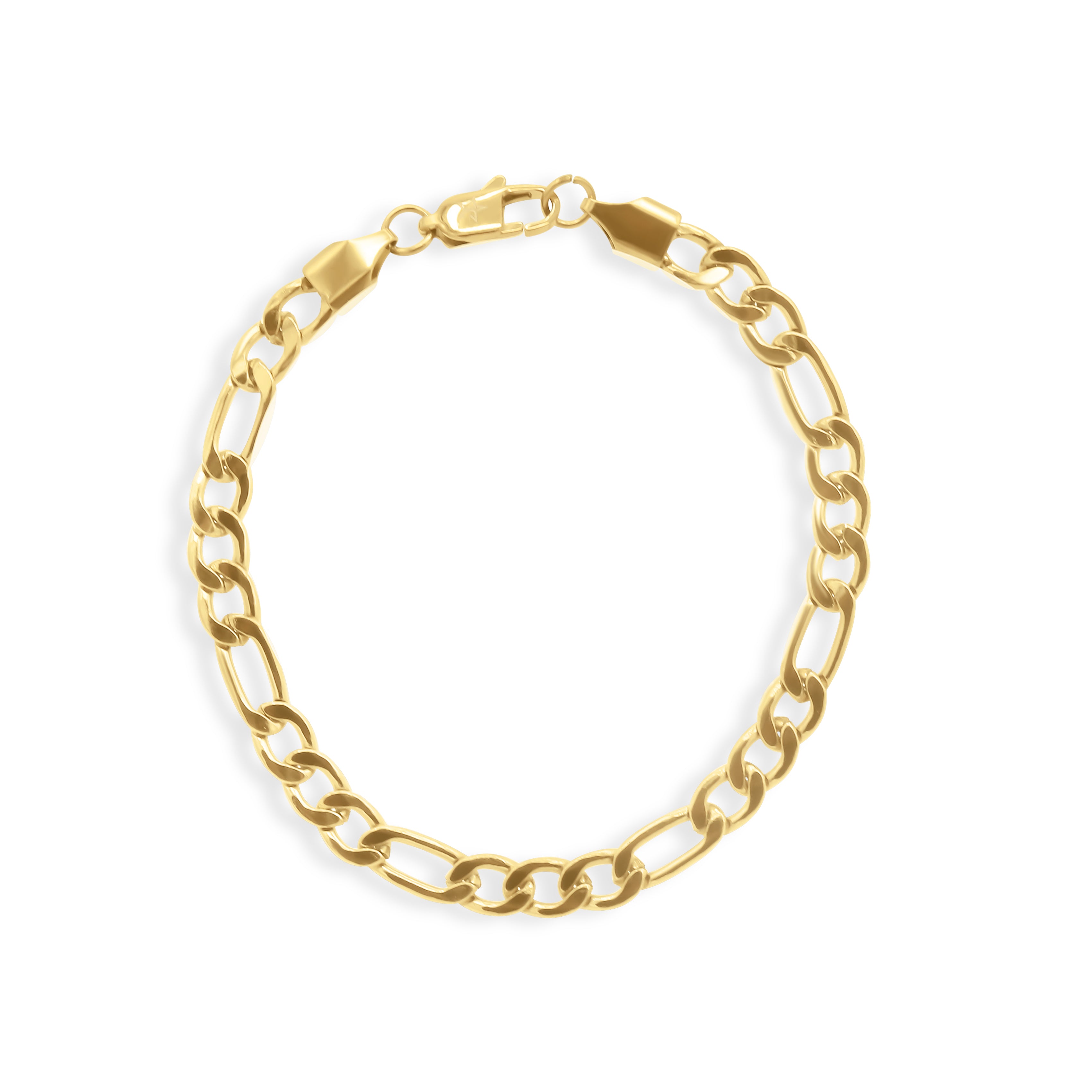 Gold chain bracelet on a white background - Figaro-Bracelet-Gold - J. Collins Jewelry 