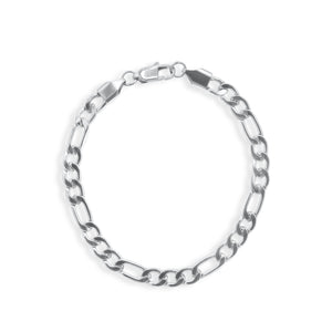 Silver chain bracelet on a white background - Figaro-Bracelet-Silver 3mm - J.  Jewelry 