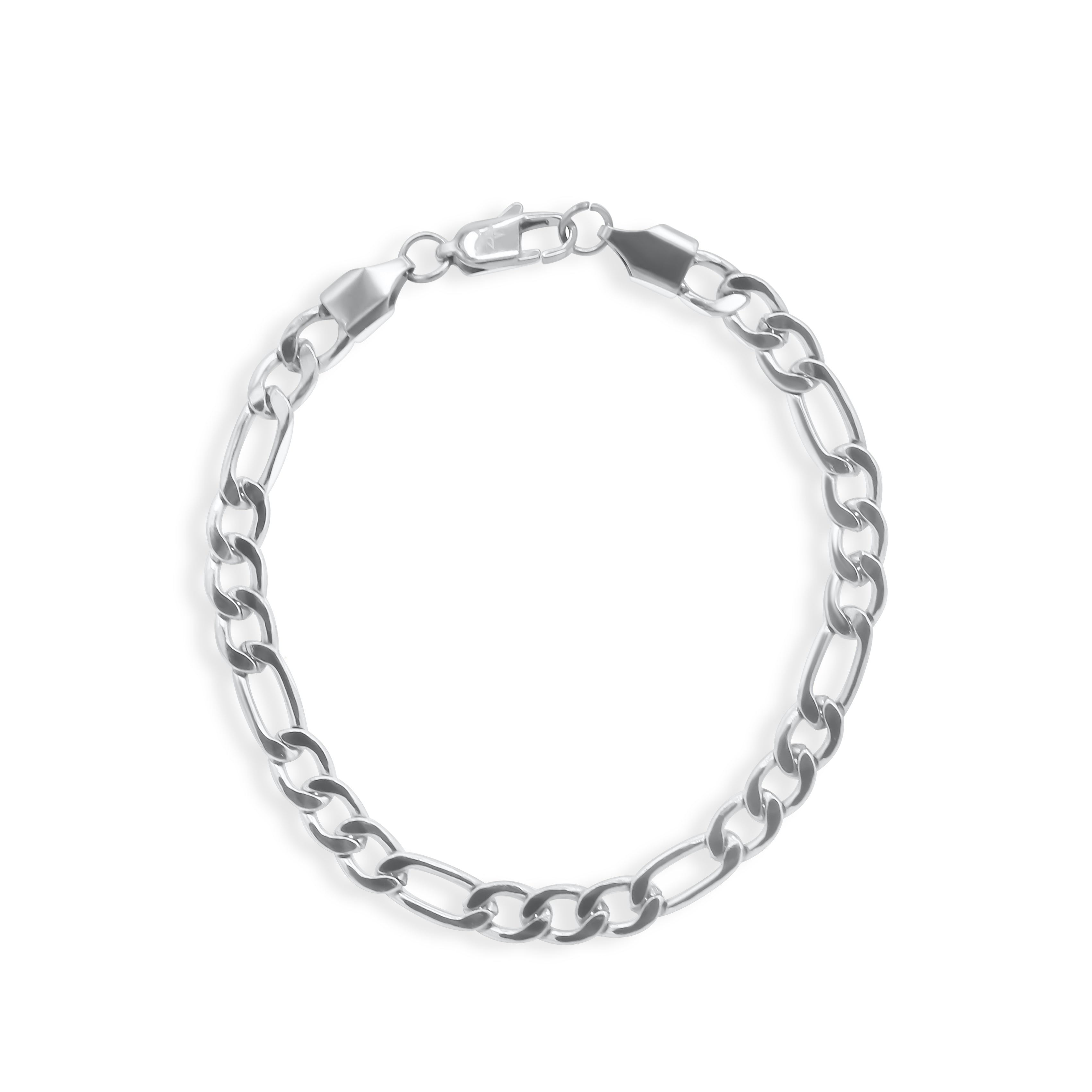 Silver chain bracelet on a white background - Figaro-Bracelet-Silver 3mm - J.  Jewelry 