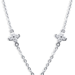 Floral Link necklace with clover-shaped pendants on a white background J.Collins Jewelry
