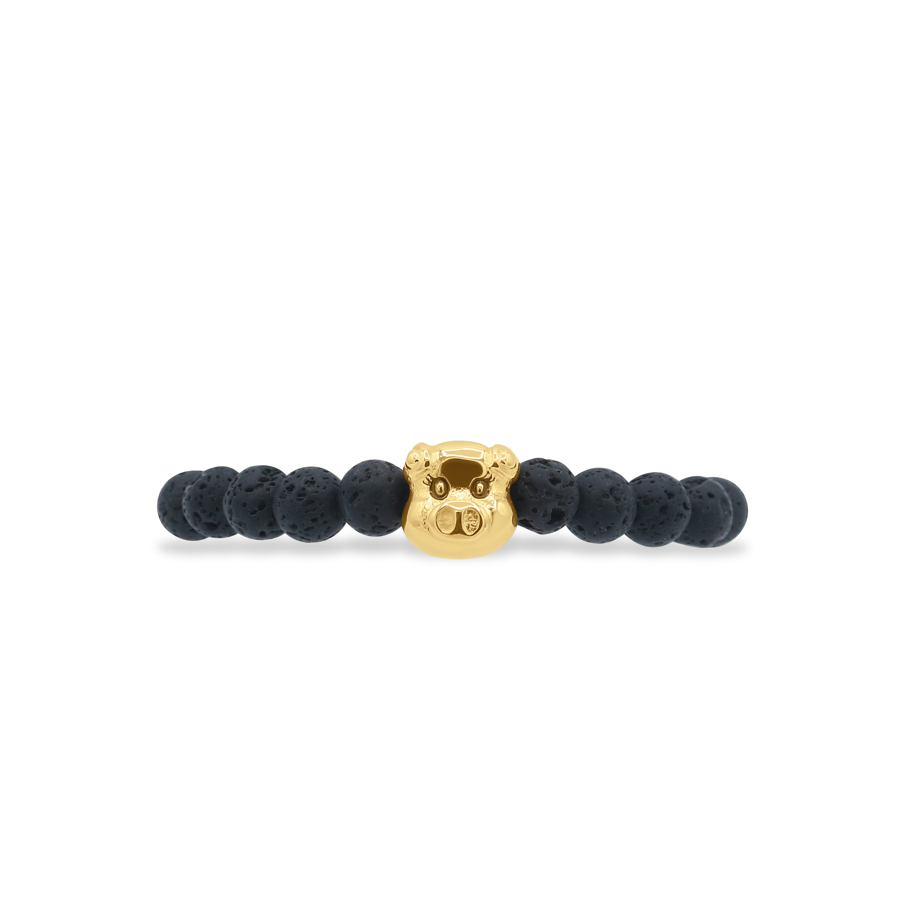 Black beaded bracelet with a gold clasp on a white background-J.Collins Jewelry