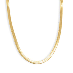 Gold herringbone necklace on a white background - Herringbone Chain 4mm (Gold) by J.Collins Jewelry 