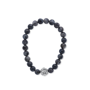 Black beaded bracelet with a silver clasp on a white background-J.Collins Jewelry