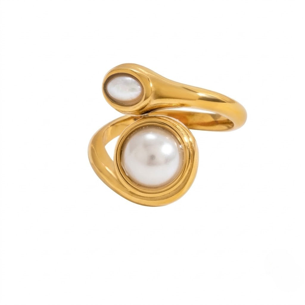 Spiral Pearl Bypass Ring