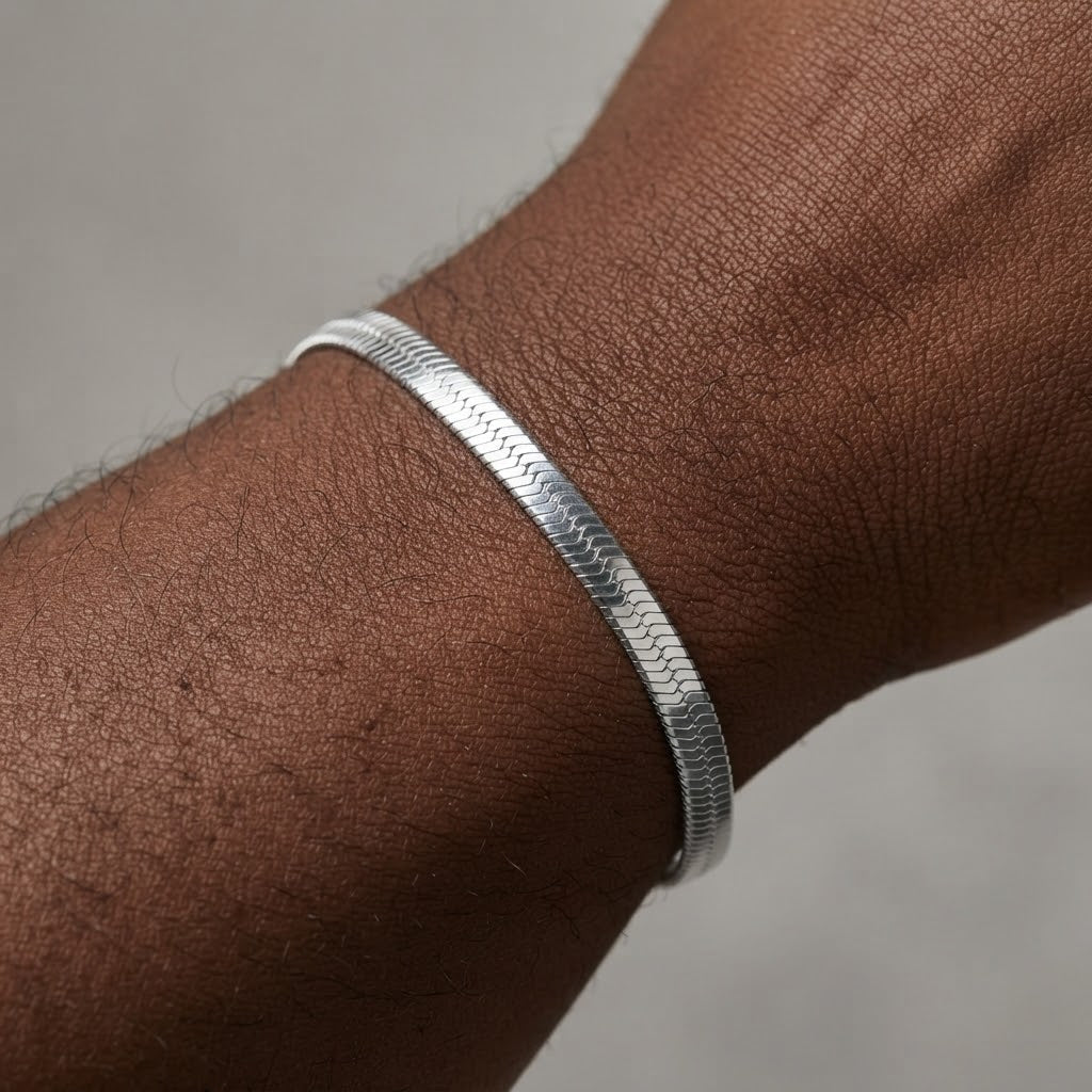 Herringbone Bracelet 4mm (Silver)
