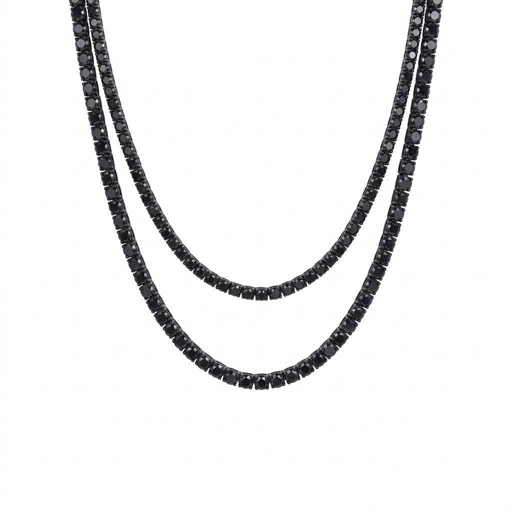 Iced Out Black Moissanite Tennis Chain