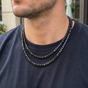 Iced Out Black Moissanite Tennis Chain