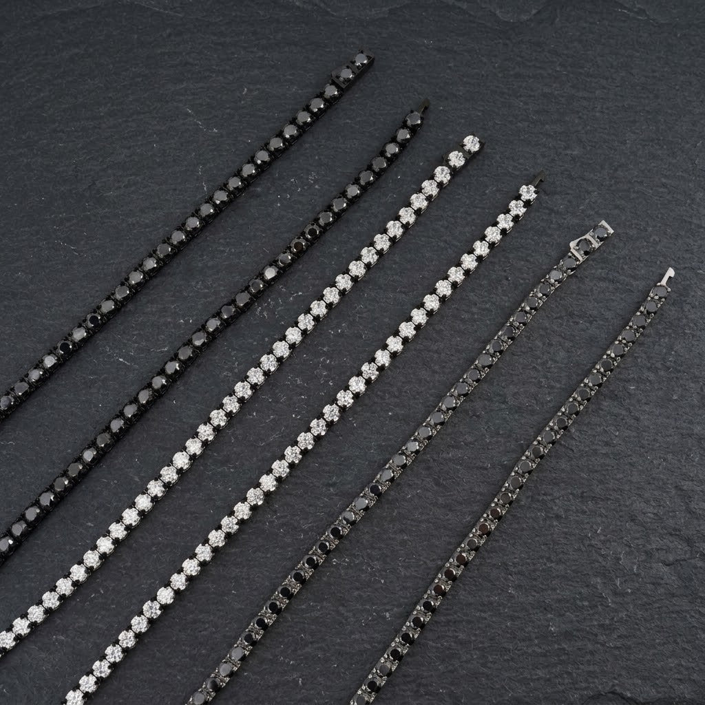 Iced Out Black Moissanite Tennis Chain
