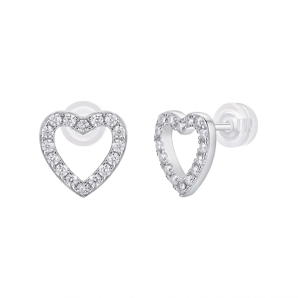 S925 Dazzling Moissanite Heart Studs