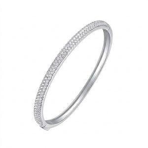 Micro Pave Triple Tier Moissanite Bangle