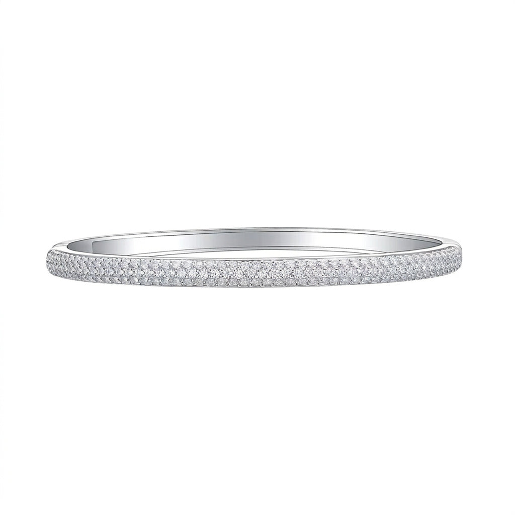 Micro Pave Triple Tier Moissanite Bangle