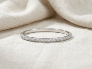 Micro Pave Triple Tier Moissanite Bangle