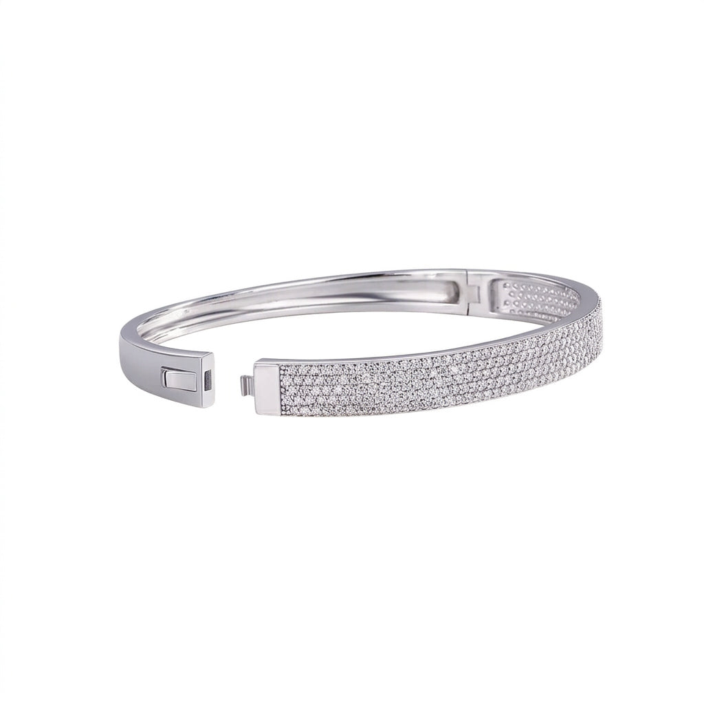 Micro Pave Moissanite Hinged Bracelet