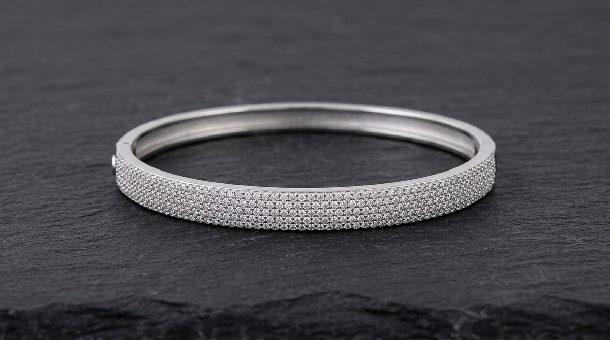 Micro Pave Moissanite Hinged Bracelet